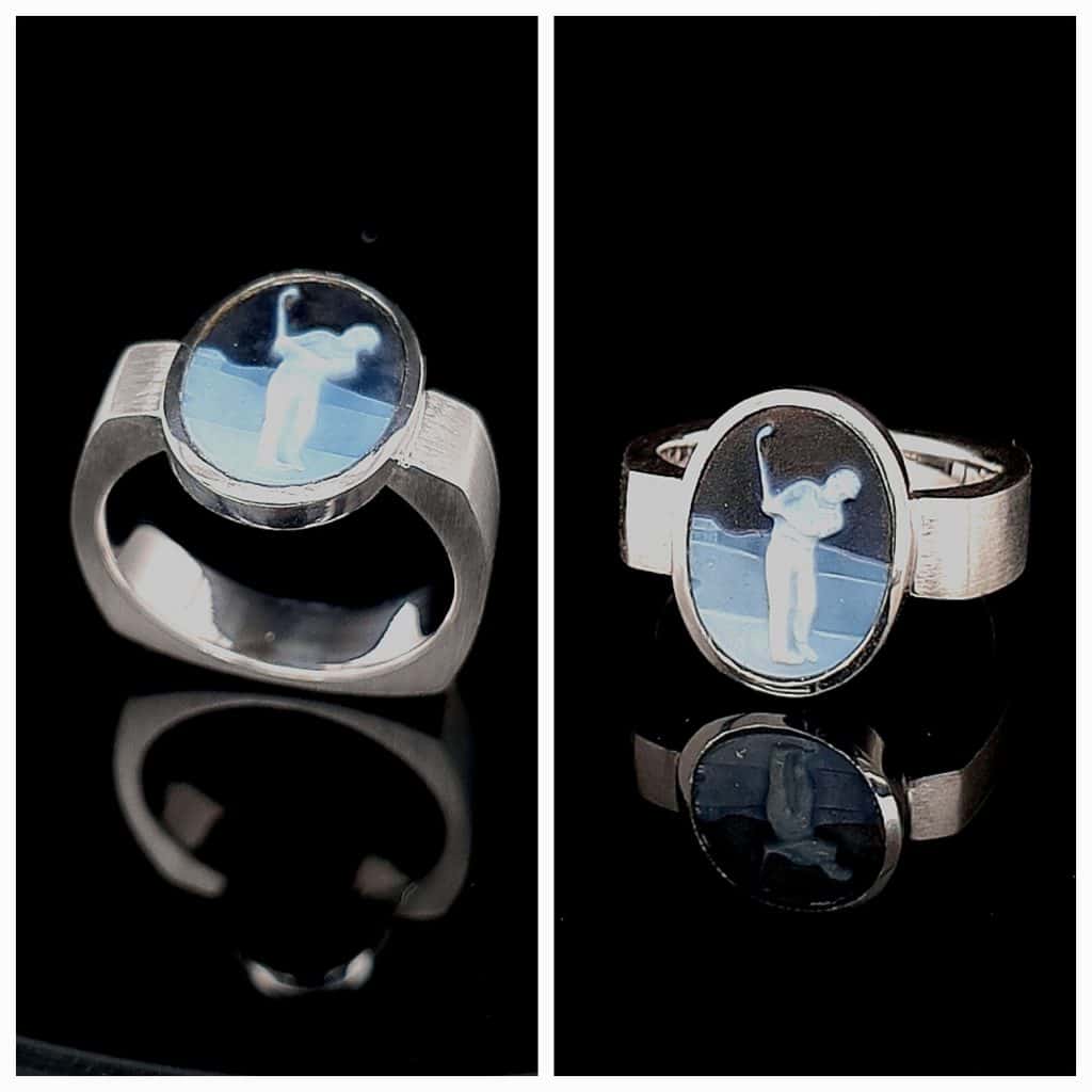 Ring mit einem Bild von einem Golfspieler